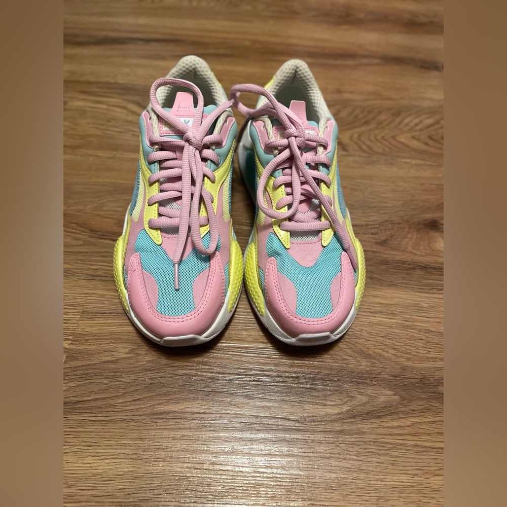 Puma Pastel Pink, Blue & Yellow Athletic Sneakers